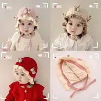 宝宝帽子冬双层加厚保暖女童公主护耳帽可爱蝴蝶结花边韩版包脸帽