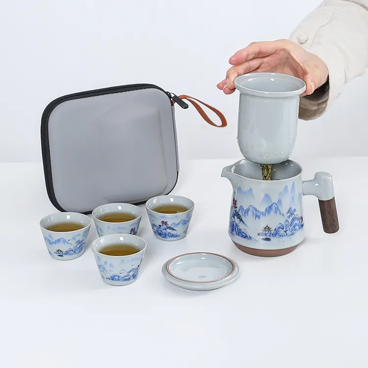 聚盛源旅行茶具套装便携式户外泡茶壶小套装随身一壶四杯露营出差