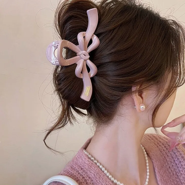 飘带蝴蝶结抓夹女大号发量多高级感鲨鱼夹2024新款发夹后脑勺头饰