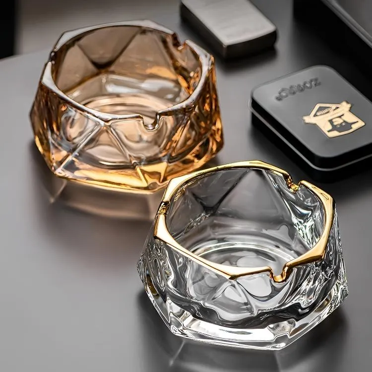 欧式加厚水晶玻璃烟灰缸 办公室 家用创意烟碟烟灰缸防飞灰小烟盅