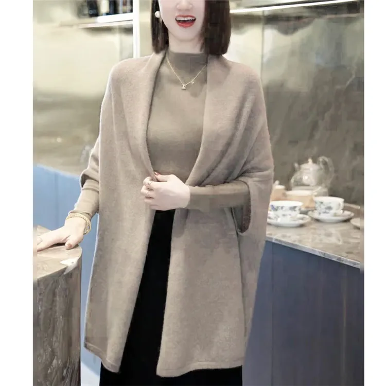 高级感斗篷披肩外套女中长款针织衫开衫宽松显瘦气质秋冬上衣X83