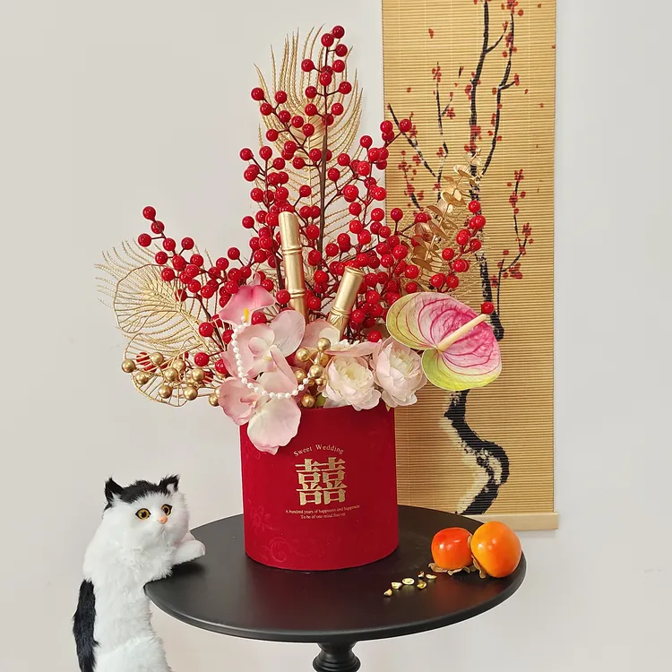 c16【成品发货】福桶发财果仿客厅桌面新年摆件新居搬家乔迁结婚
