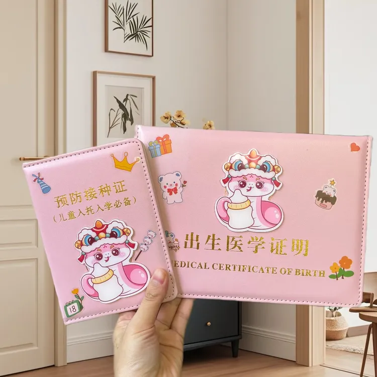 蛇宝宝医学出生证明保护套新生儿出生证皮套卡通预防接种本保护套