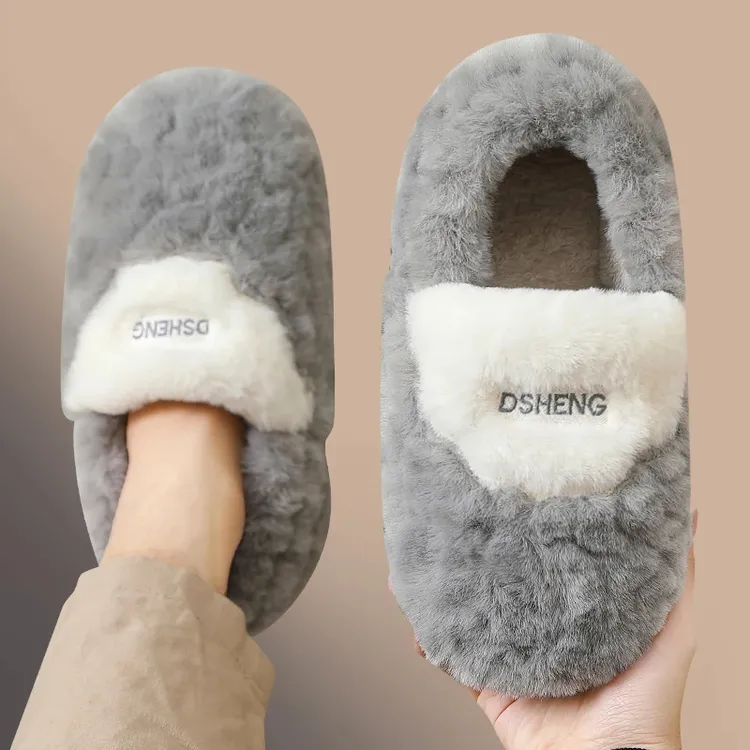 足康乐棉拖鞋男款冬季2025新款防滑保暖毛绒家居家用包跟棉鞋外穿