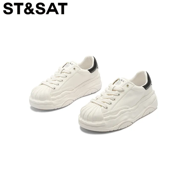 星期六厚底百搭小众贝壳头溶解鞋2025秋季新款系带女鞋潮流板鞋女