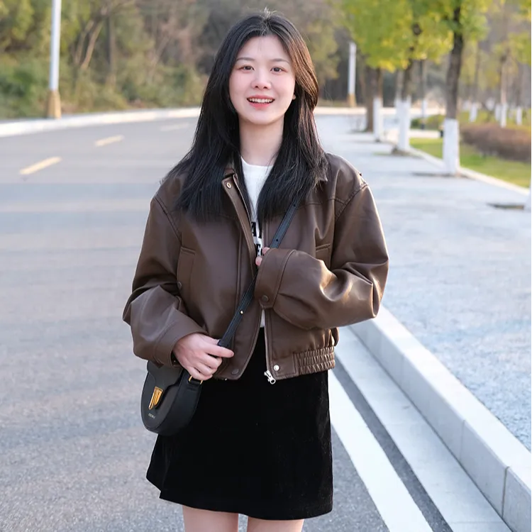 棕色皮衣外套女美拉德2025新款秋皮夹克美式痞帅爆款今年流行皮衣