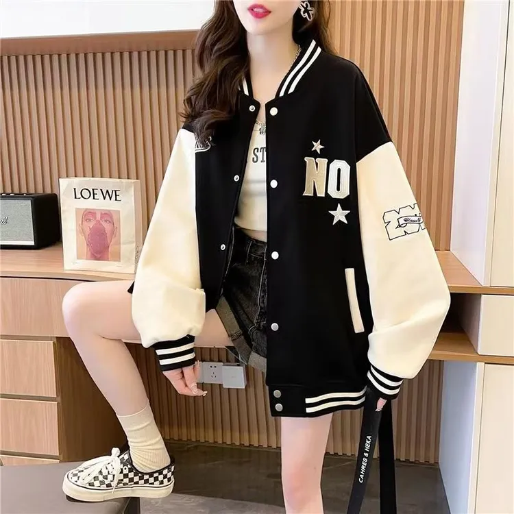女童新款女款春秋棒球服中大童休闲运动卫衣外套开衫刺绣潮流外搭