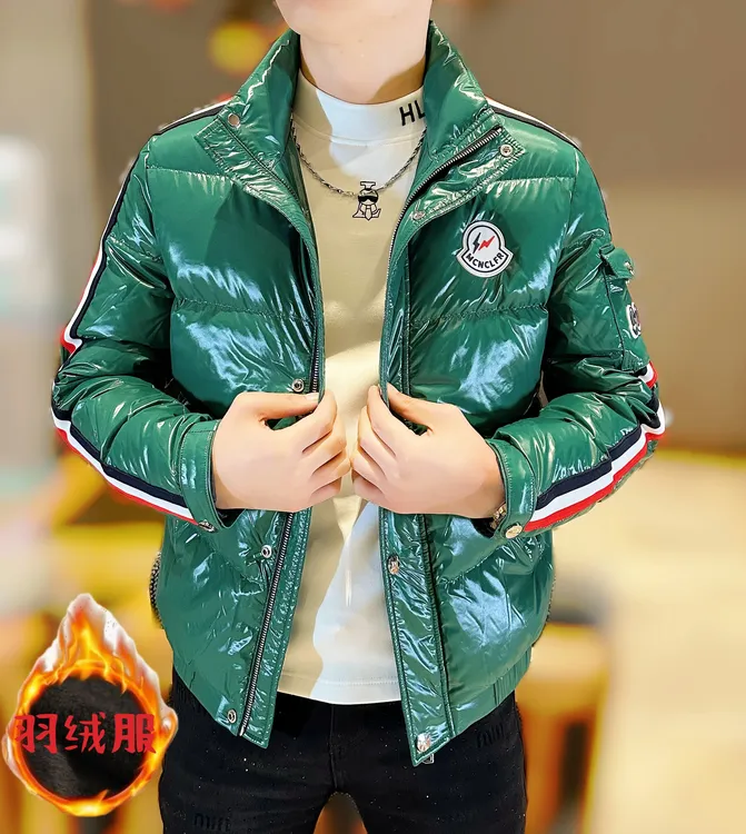 2025冬季新款男士轻奢立领织带拼接修身保暖抗寒高品质休闲羽绒服