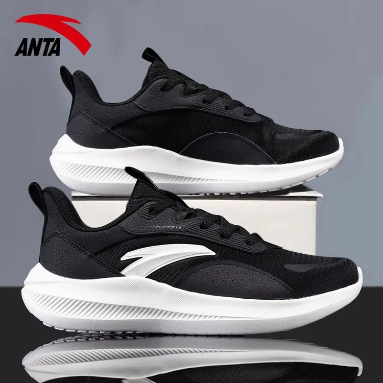 安踏男鞋跑步鞋2025新款秋季网面透气减震软底休闲鞋黑色运动鞋男