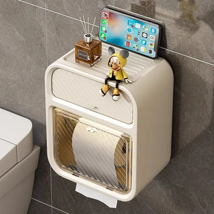 优勤卫生间厕纸盒壁挂式纸巾盒免打孔厕所抽纸盒防水卷纸置物架