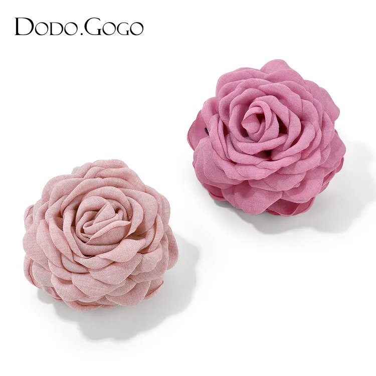 DODOGOGO玫瑰花双面发抓+深粉/浅粉抓夹双面布艺玫瑰花朵发夹