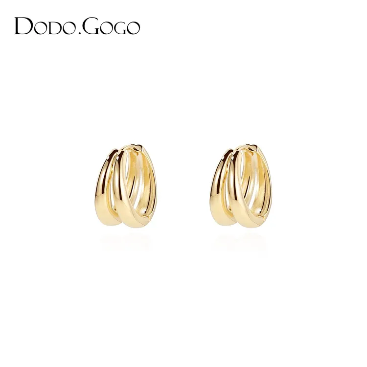 DODOGOGO 合金耳饰 时尚简约双环圈圈高级感耳环百搭气质轻奢耳环