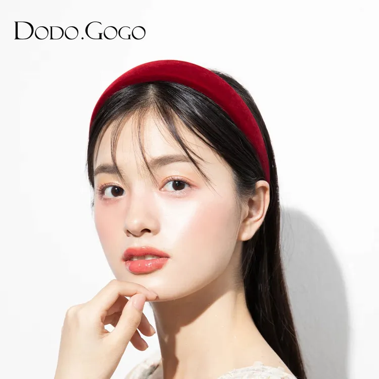 DODOGOGO气质网红百搭复古红色法式丝绒宽边