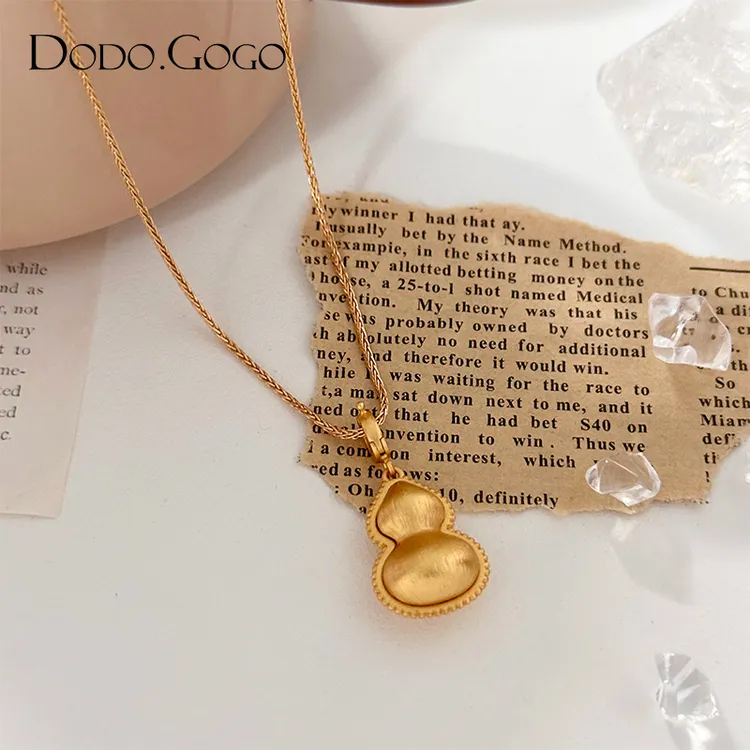 DODOGOGO 合金项链 中式古法葫芦项链经典可拆卸吊坠轻奢毛衣链女