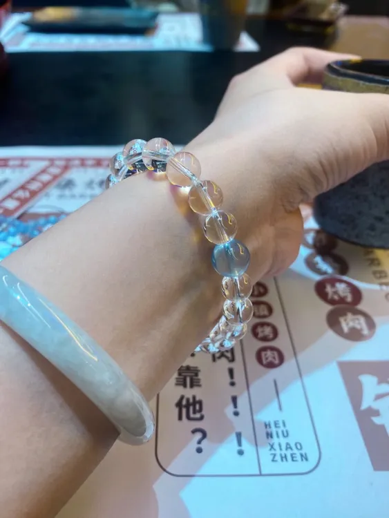 夏日透体天然白水晶手串搭顶珠露思同款百搭水晶简约手链手工