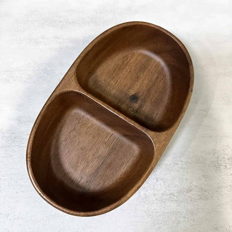 微微瑕疵相思木整木双格干果盘水果零食瓜子盘家用宝宝辅食分餐碗