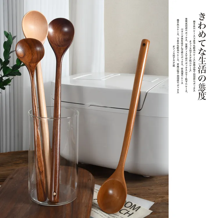 长柄木搅拌勺辅食韩式加长木汤勺酵素勺木餐具
