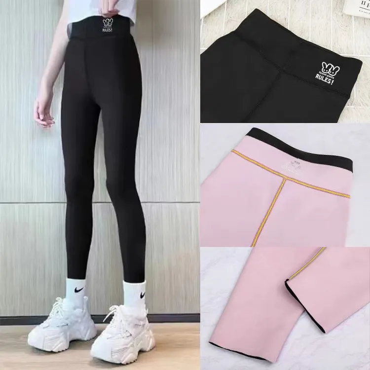 儿童鲨鱼裤2024春秋冬款外穿女童打底裤中大童弹力修身瑜伽芭比裤