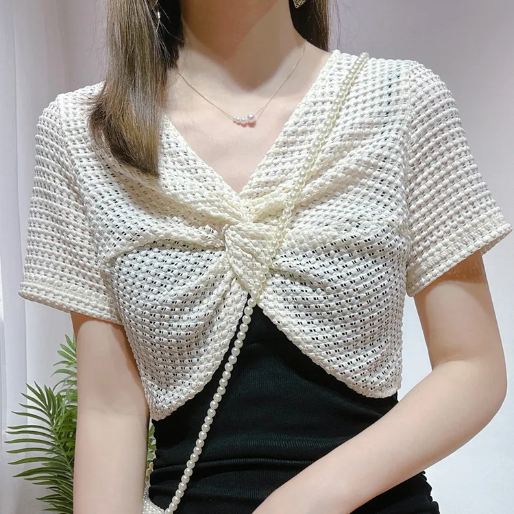 吊带裙外搭罩衫女夏季防晒网纱上衣2023新款小披肩女短款蕾丝上衣