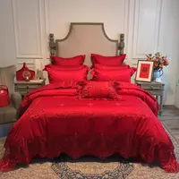 丽家平实体款多件套婚庆重工刺绣100(50*50)纯棉新婚四件套10件套