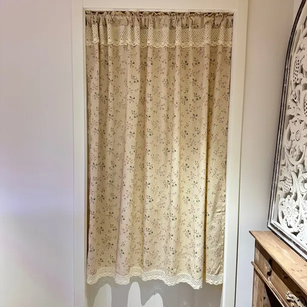 (140*150）黄麻碎花门帘布门帘免打孔门帘窗帘