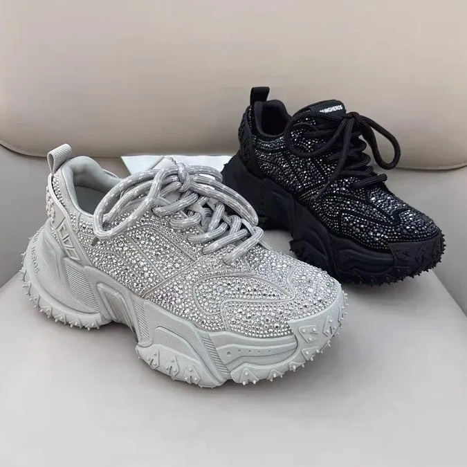 新款时尚满钻厚底老爹鞋潮流百搭休闲运动鞋潮鞋