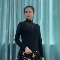 秋冬新款广场舞高弹烫钻加绒拼接打底衫显瘦时尚长袖女T恤上衣