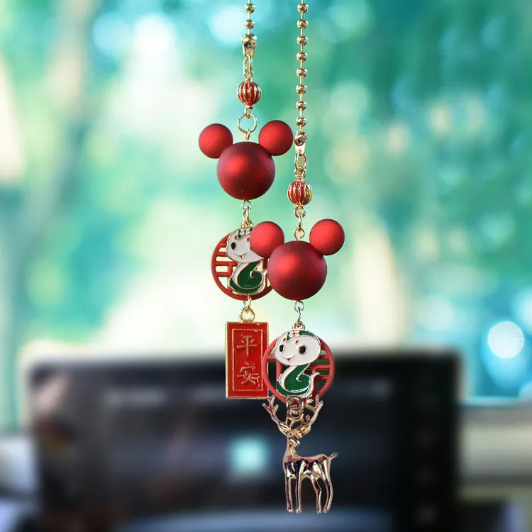 米奇十二生肖车载吊坠汽车内小鹿一路平安装饰用品后视镜祈福挂件