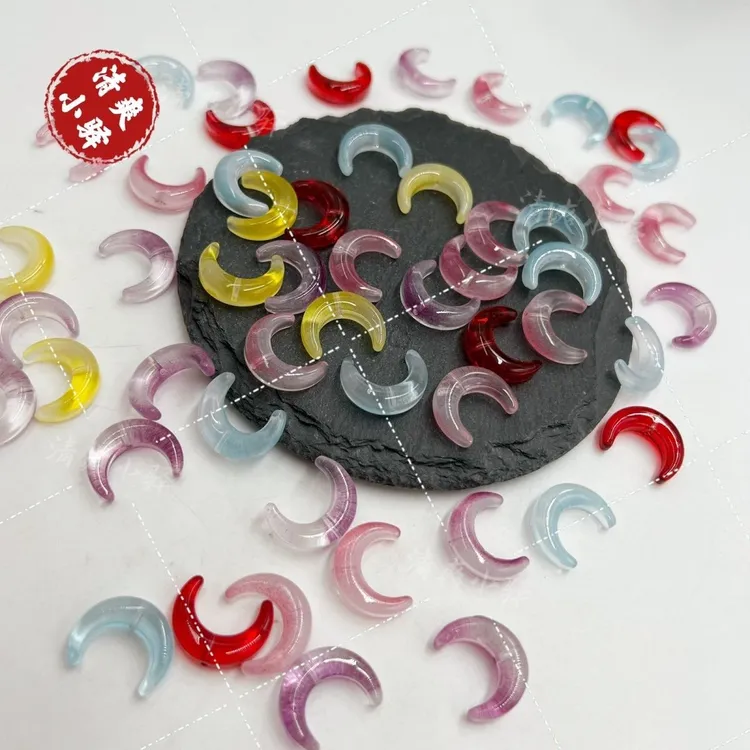 12x15mm横孔弯月亮琉璃小月牙diy手工制作发簪手链项链材料