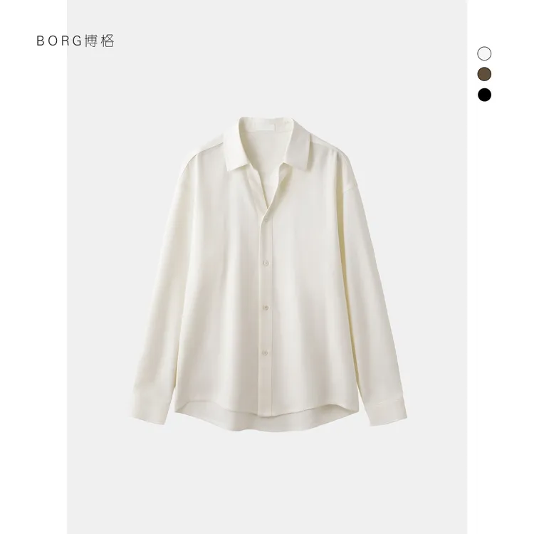 秋季新款V领设计感衬衫男韩版潮流痞帅长袖衬衣简约百搭休闲外套