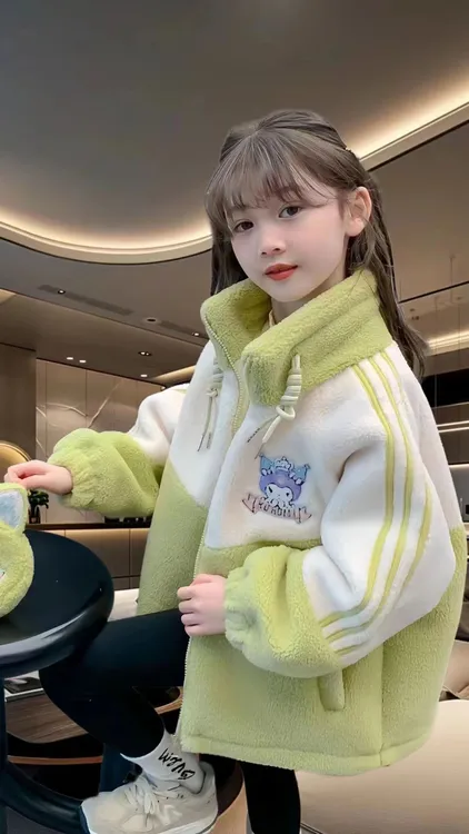女童秋冬外套新款儿童洋气时髦女孩冬季加绒加厚夹棉韩版保暖棉衣