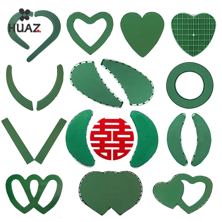 婚车花泥带吸盘心环结婚花车装饰大v小桃心连心月牙花泥吸盘模型