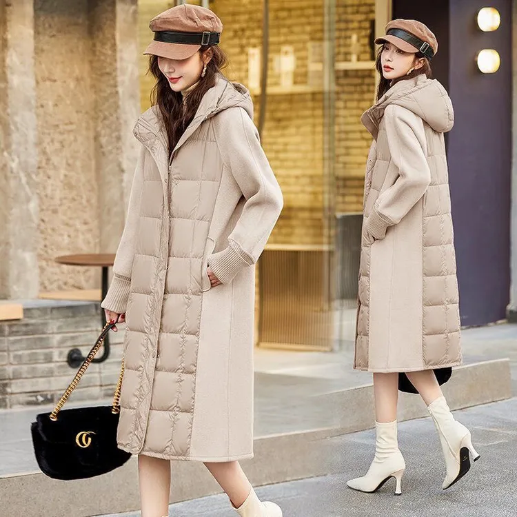 郁香依大衣拼接时尚款