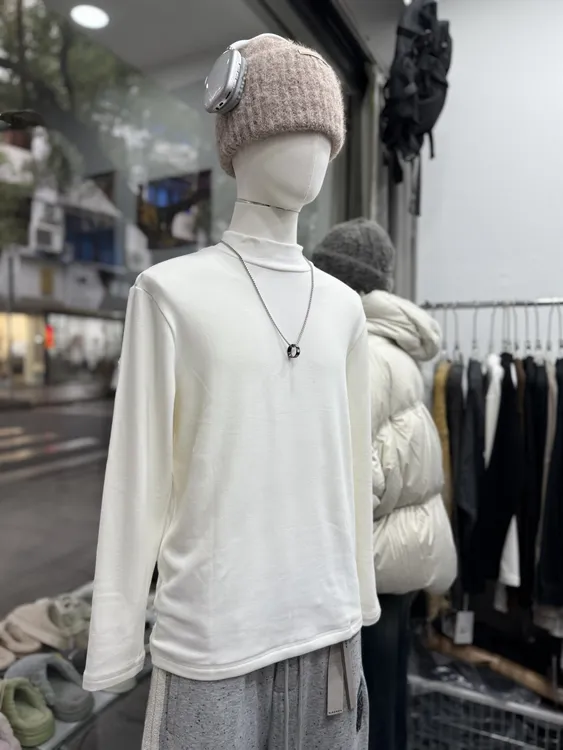 黑白加厚460g德绒加绒男女半高领打底衫可外穿保暖内衣男士秋衣