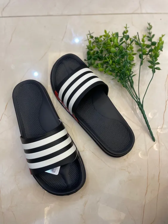 夏季新款黑白条纹个性休闲室外时尚男士外穿轻便男款拖鞋凉拖鞋