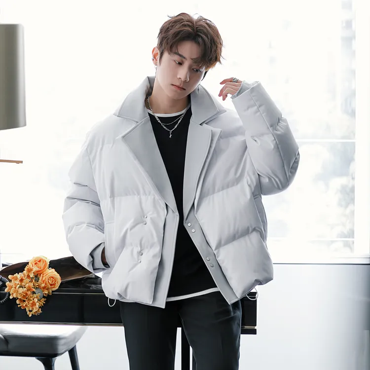 CHICERRO西西里男装高级感假两件设计感西装领休闲加厚棉服外套