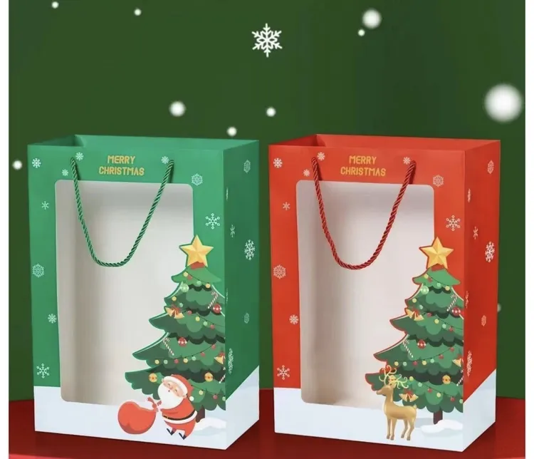 圣诞节礼物糖果包装袋镂空圣诞礼品袋平安夜包装礼袋小花束橱窗袋