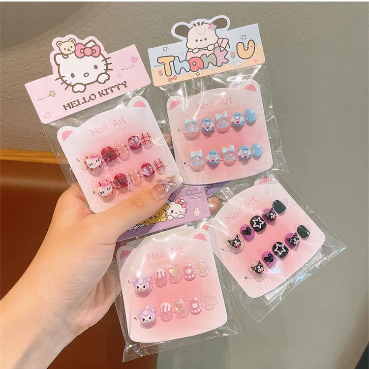 库洛米贴纸儿童指甲贴宝宝美甲穿戴甲玩具小女孩小孩可爱卡通贴纸