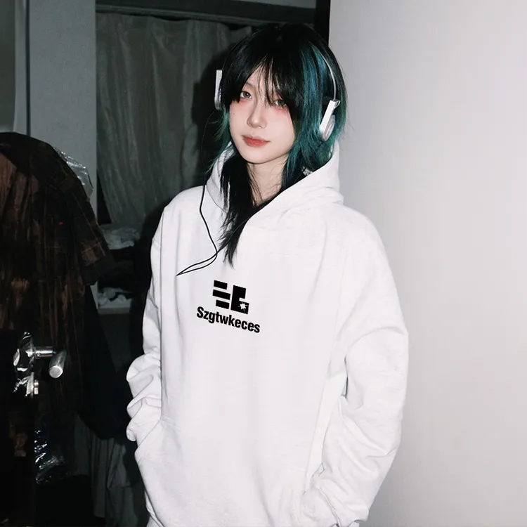 【帝韵】灰色美式复古国潮牌休闲连帽卫衣女秋冬季慵懒风宽松外套潮