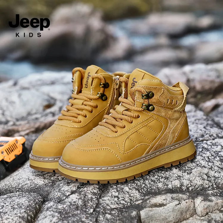 jeep吉普童鞋英伦复古风马丁靴男女童2025秋季新款大黄靴工装靴子