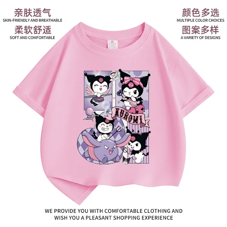 2024新款夏季儿童夏装纯棉库洛米女孩短袖t恤中大童洋气半袖舒适