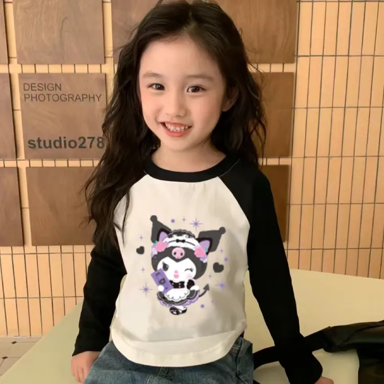 女童长袖t恤春秋纯棉2023新款上衣服儿童装洋气女童T恤宝宝打底衫