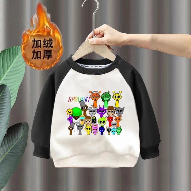 新款节奏盒子Sprunki 音乐游戏周边衣服儿童卫衣插肩加绒休闲上衣