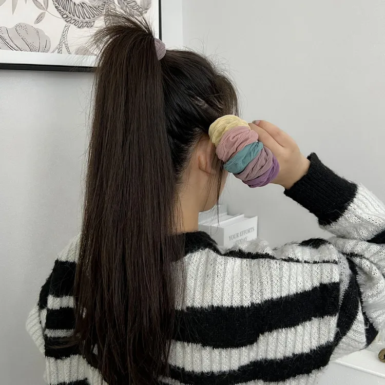 升级美拉德色系宽边无接缝发圈高弹力扎头皮筋不伤发高弹力绑头绳