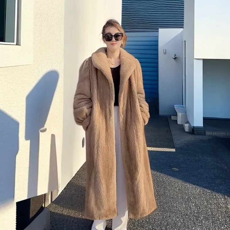 【BroKehagen】全抽刀进口时尚貂皮大衣秋上新水貂皮草外套女长款冬
