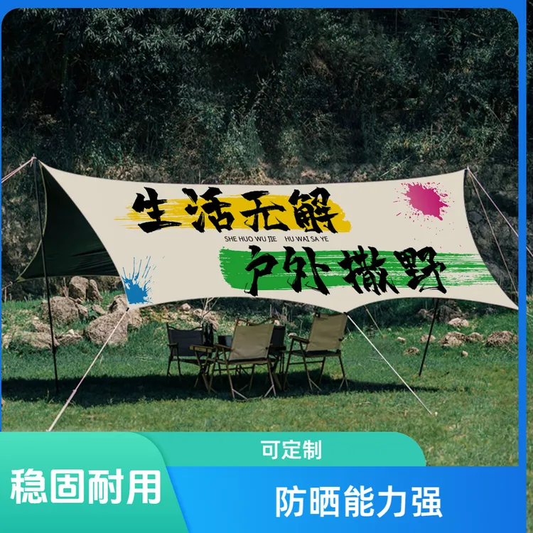 黑胶搞笑小众印花天幕户外露营遮光隔热防水可来图定制天幕帐篷