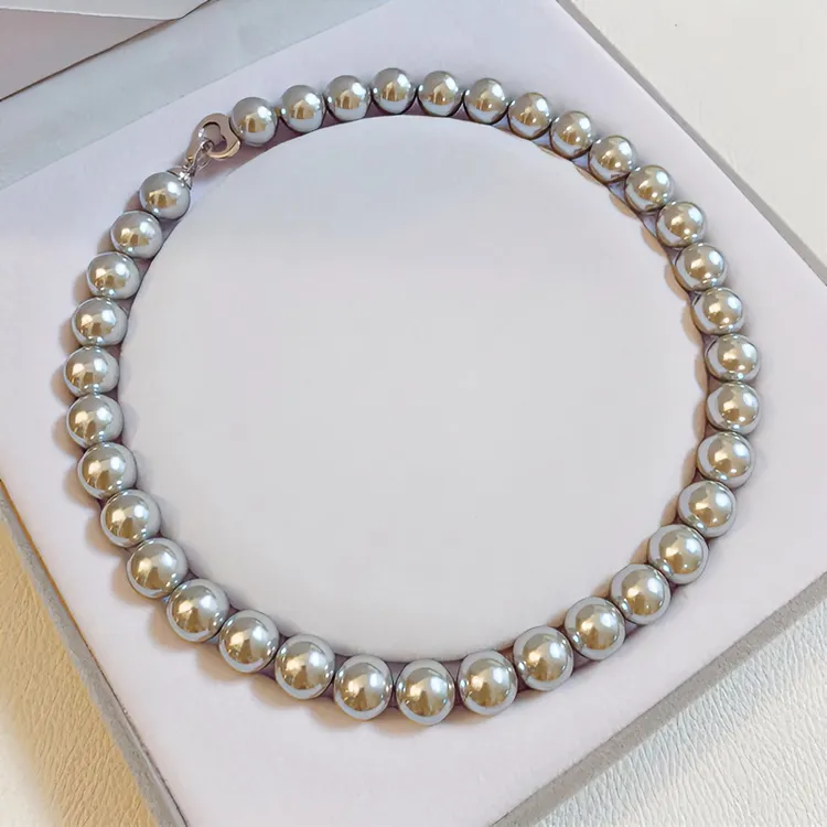 倪妮同款真多麻灰珠珠项链女高级感气质百搭时尚毛衣链锁骨链颈链