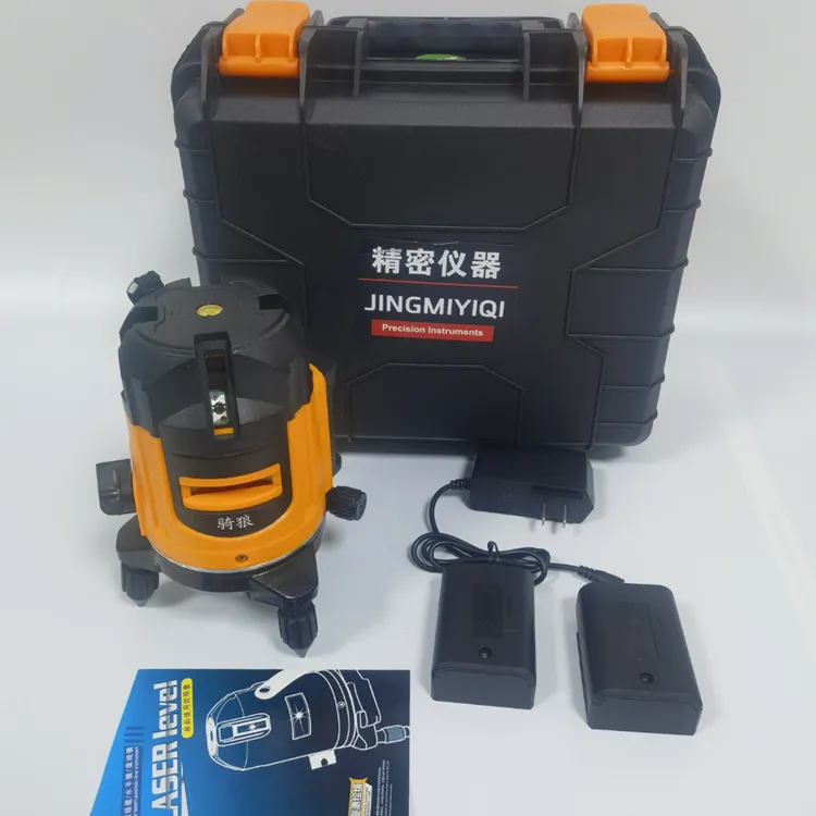 骑狼5线绿光水平仪两电一充胶盒门窗安装修室内外激光头线水平仪