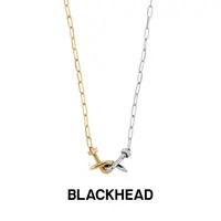 BLACK HEAD/黑头 钛钢项链 金银拼色气质缠绕钉子锁骨链【专享】