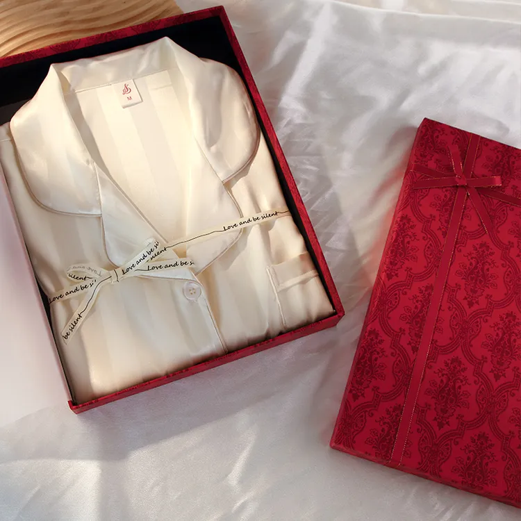 母亲节冰丝睡衣女提花短袖短裤夏季简约风奶黄色送妈妈柔软家居服